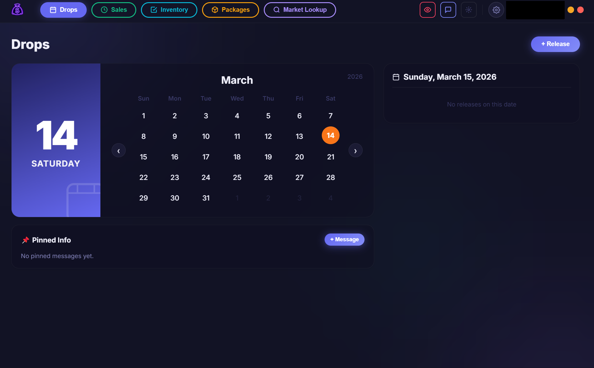 Resell Tracker dashboard showing inventory, sales, and analytics